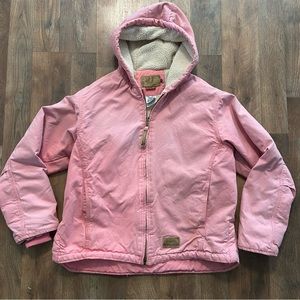 Schmidt Workwear Fit For Her Pink Hooded Canvas Sherpa Chore Coat Jacket M